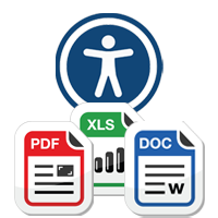 Accessibility Icon with PDF, Excel, and Word Document Icons