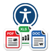 Accessibility Icon with PDF, Excel, and Word Document Icons