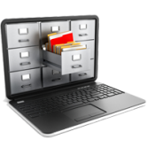 Course Icon for Records Management - A laptop with file cabinets inside